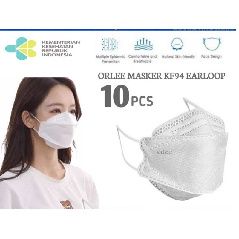 Masker KF94 4Ply Kemenkes Emboss Orlee isi 10 pcs 4ply Evo 3D