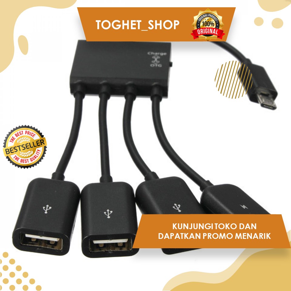 Kabel OTG Micro USB Micro USB OTG Hub 4 in 1 Data Cable & Charge Untuk Smartphone Kabel Multifungsi