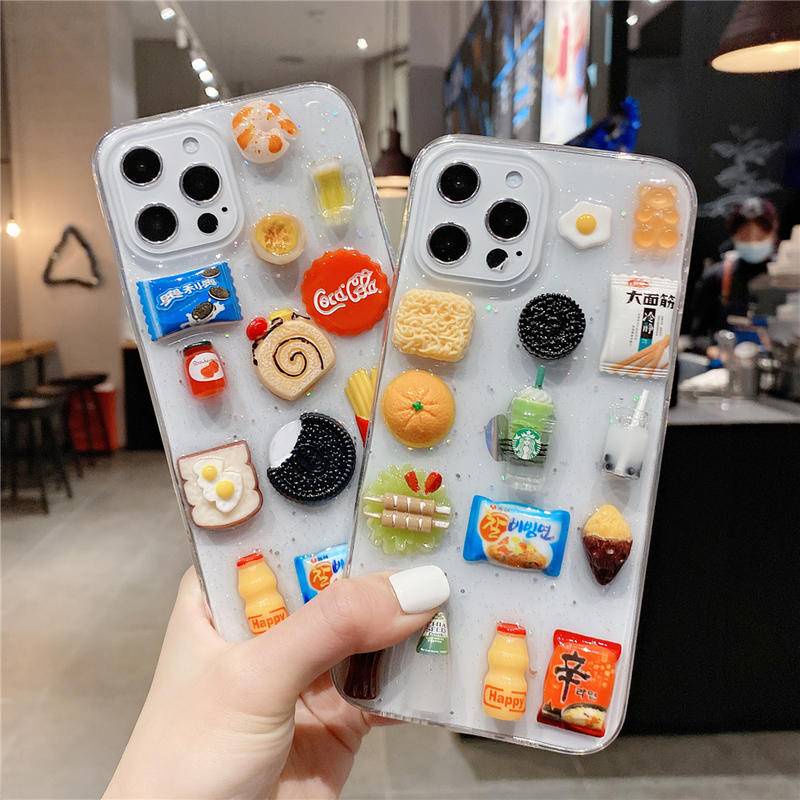 Soft Case Silikon Motif Makanan Ringan 3D Untuk iPhone 13 12 11 Pro MAX Mini X XS MAX XR SE 2022 2020 7 8 Plus