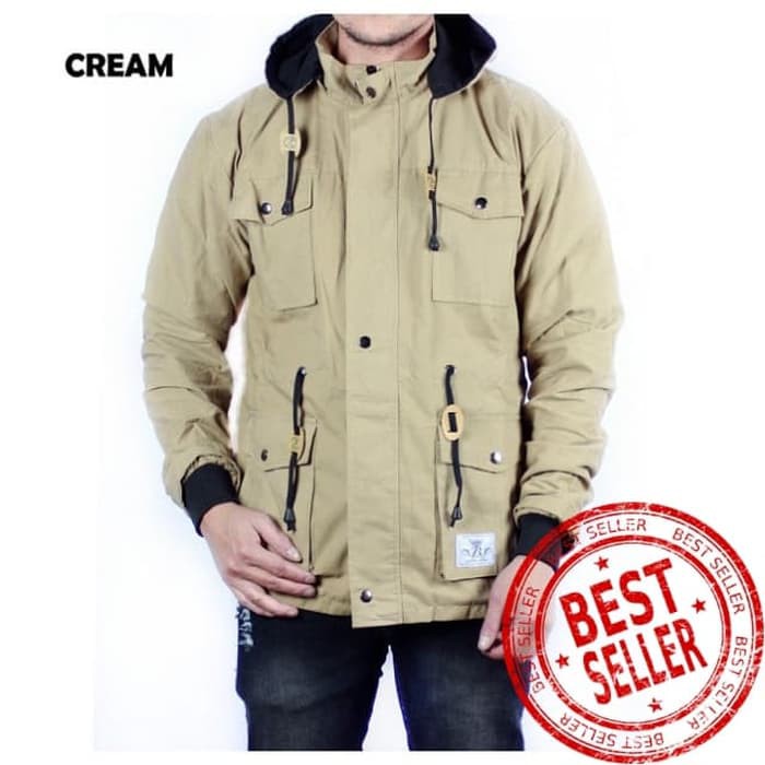 JAKET PARKA PRIA MOTOR JEANS HOODIE JACKET LEVIS DENIM CANVAS PREMIUM - BROWN PROMO