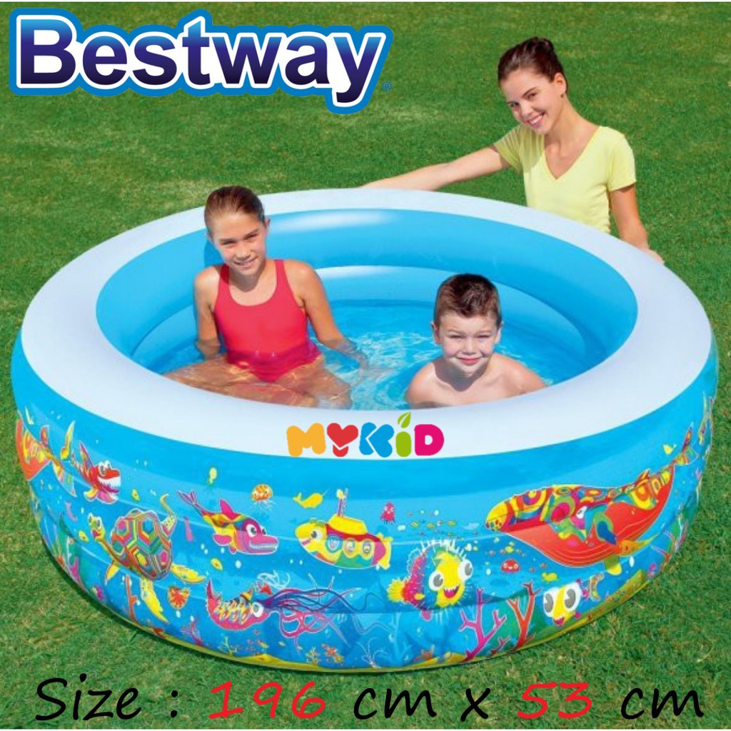 Kolam renang tiup anak bestway fish 196cm x 53cm 51122 Kolam renang tiup anak bestway fish 196cm x 53cm 51122