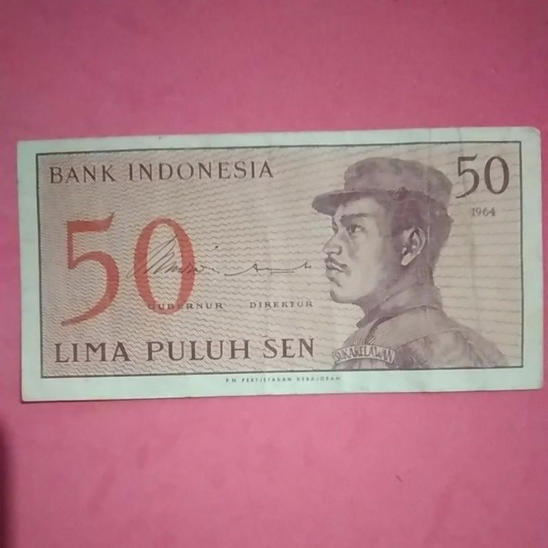 Uang Kertas Kuno 50 Sen Tahun 1964