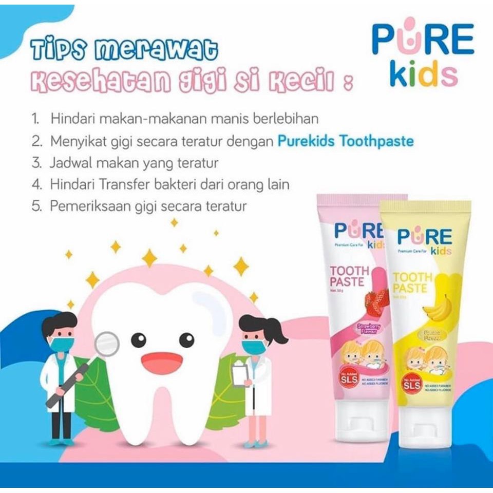 Pure Kids Toothpaste Pasta Gigi Bayi Anak Purekids Pure BB 50gr