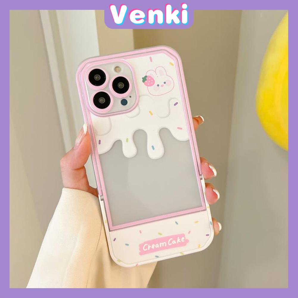 iPhone Case Acrylic Invisible Folding Stand Silicone Soft Case Airbag Shockproof Cover Camera Cream Bunny Cute Compatible For iPhone 11 Pro Max 13 Pro Max 12 Pro Max 7Plus xr XS