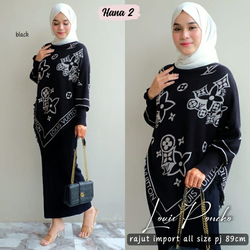 Lovis Poncho / Poncho Wanita / Poncho Rajut Premium