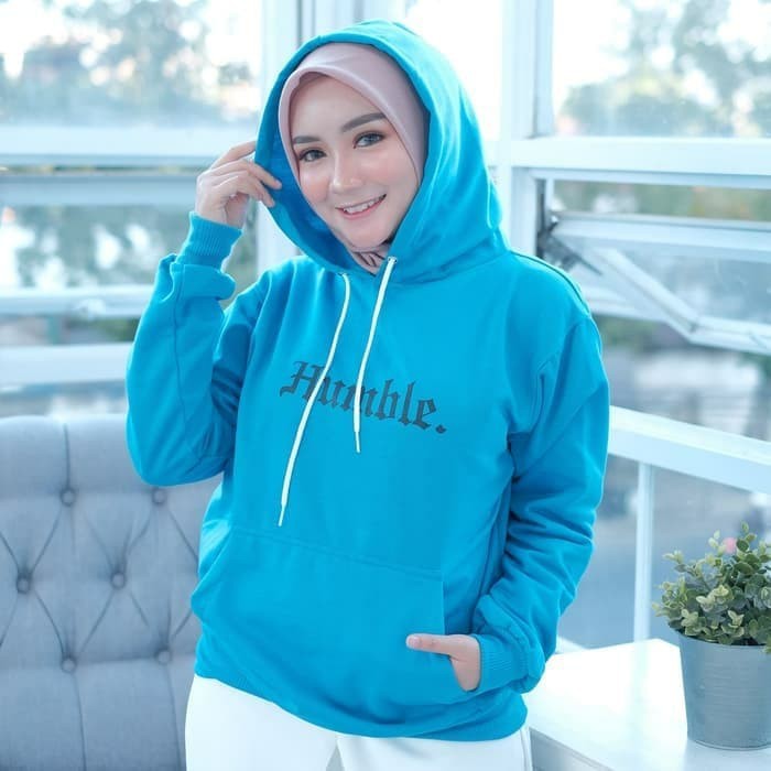 Sweater Hoodie Wanita Humble Size M dan XL-Biru