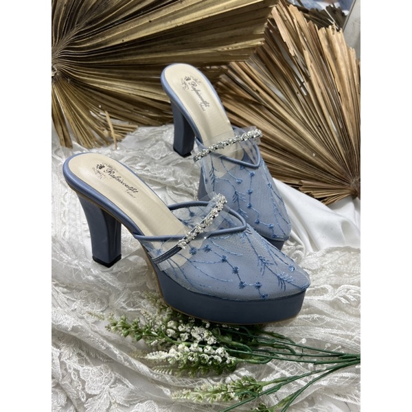 sepatu pesta wanita azwa iceblue 10cm