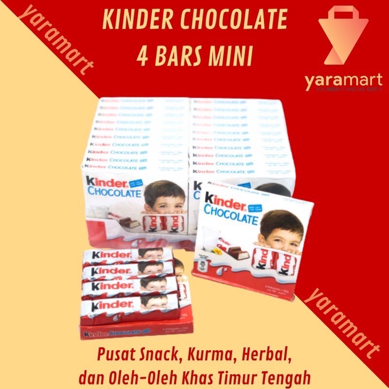 

coklat kinder chocolate 50gr dan 100gr isi 4 bar dan 8 bar kinder bueno cereal happy hippo schoko