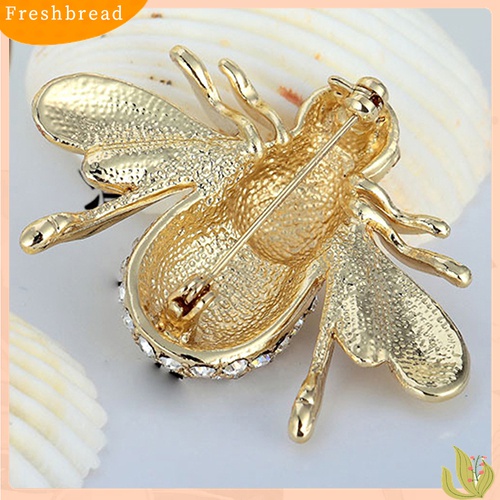 Fresh| Bros Pin Bentuk Lebah Madu Aksen Kristal Berlian Imitasi Warna Silver / Gold Untuk Wanita