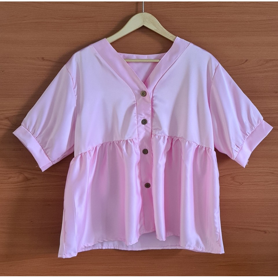 BinxFashion Blouse Jumbo / Atasan Wanita Jumbo / Pakaian Wanita Jumbo 40-Pink Muda