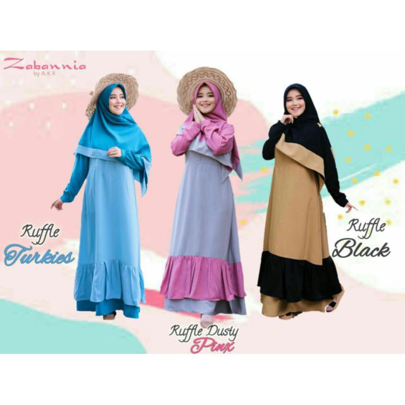 GAMIS RUFFLE SYARI POLOS ZABANNIA