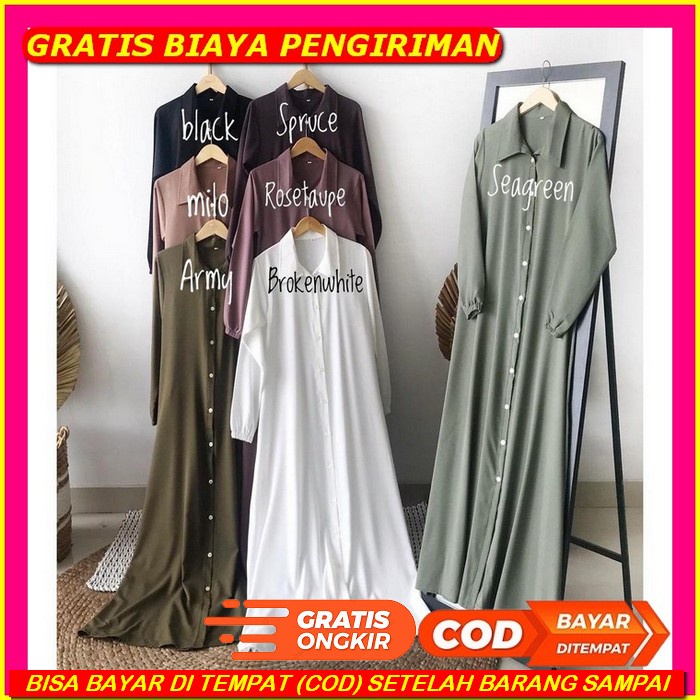 Trand Baju Gamis Wanita Remaja Sabinna Syar'I Ukuran S M L Xl Xxl Gamis Polos Full Kancing Sampe Baw