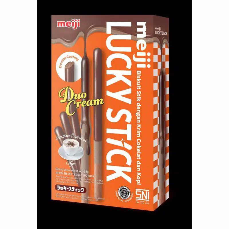 Meiji lucky stick krim coklat dan coffe