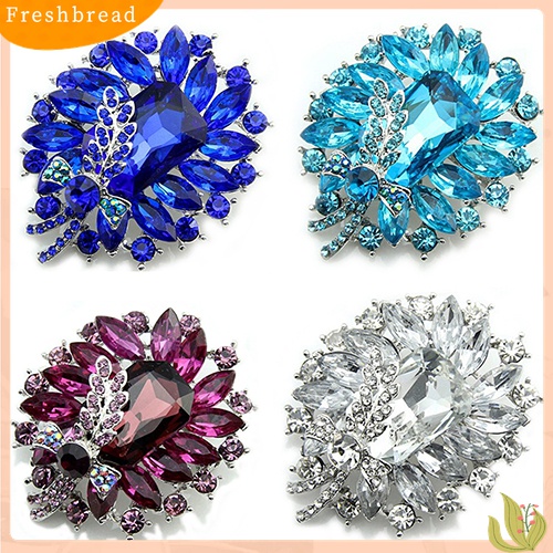 [ TERLARIS]Women's Banquet Party Broach Blue Clear Rhinestone Crystal Butterfly Pin Brooch