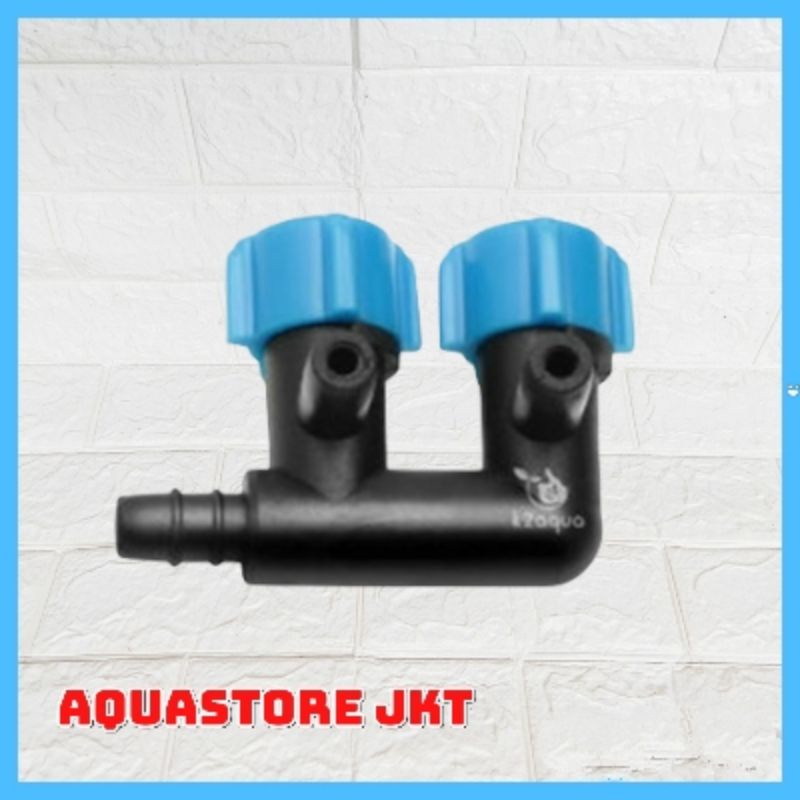 KERAN KRAN PENGATUR UDARA AERATOR 2 LUBANG AQUARIUM AQUASCAPE