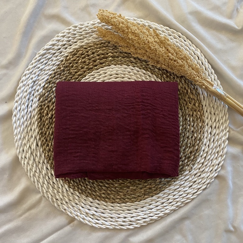 PASHMINA 𝖢𝖱𝖨𝖭𝖪𝖫𝖤 ORIGINAL 𝖬𝖤𝖱𝖪 AZARA LAVANYA ( Pashmina Arabian/ Pashmina Kusut)-Maroon