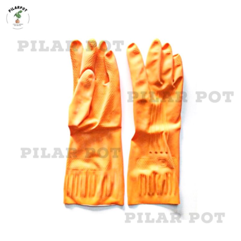 Sarung tangan karet merk latex orange cocok untuk berkebun dan cuci piring - KENMASTER