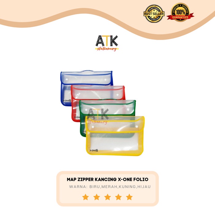 

ORGANIZER-DOCUMENT- MAP PLASTIK ZIPPER BAG KANCING X-ONE ATK - BIRU -DOCUMENT-ORGANIZER.