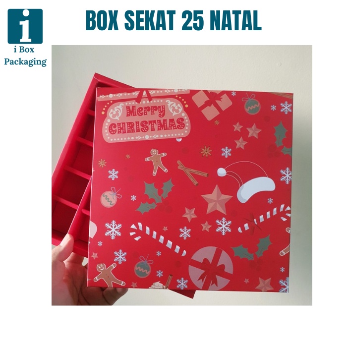 

[ 5pcs ] Box Nastar Cokelat Sekat 25 Natal Dus Brownies Potong Kotak Kue Mochi Packaging Hampers Christmas