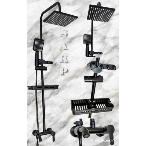 promo shower colum new black shower tiang panas dingin set