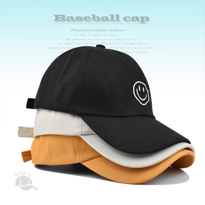 Topi Baseball Pelindung Matahari Motif Smiley Untuk Olahraga