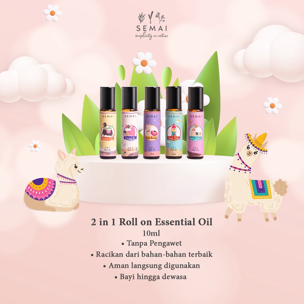 SEMAI 2in1 ROLL ON diluted Essential Oil Aroma Terapi bayi hingga dewasa