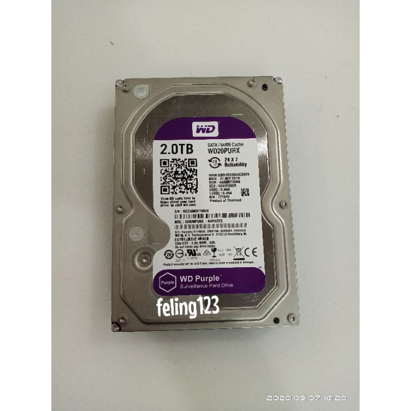 Hdd wd 2tb wd purple harddisk 2000gb internal bergransi