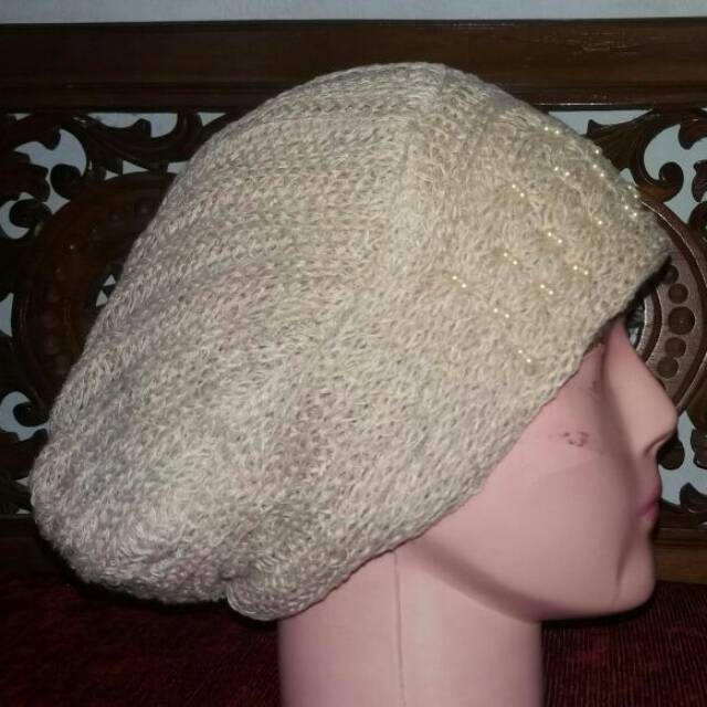 Turban Dewasa Topi Rajut Manik Kecil - tutik store