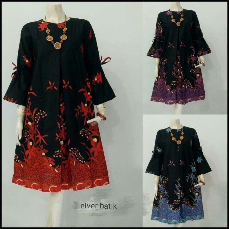 TUNIK BATIK ADITY  HITAM MANIS UNGGUL JAYA / TUNIK BATIK MODERN KANTOR