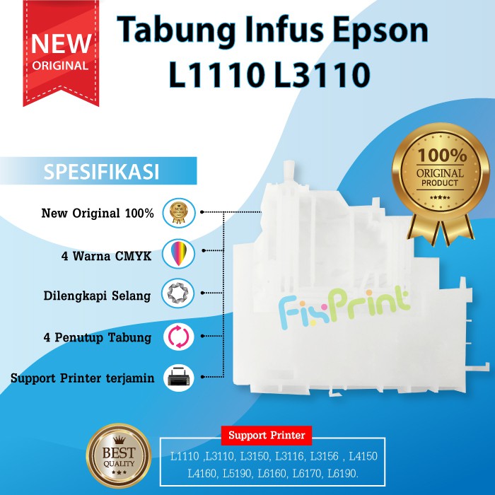 Tabung Tinta Infus Epson L1110 L3110 Ink Tube Printer Ink Tank EcoTank L4150 L4160 L5190 L6160 L6170 L6190 L3150 L1110 L1210 L1250 L1256 L3100 L3101 L3110 L3210 L3116 L3150 L3156 L3250 L3256 L5190 L5290 L5296