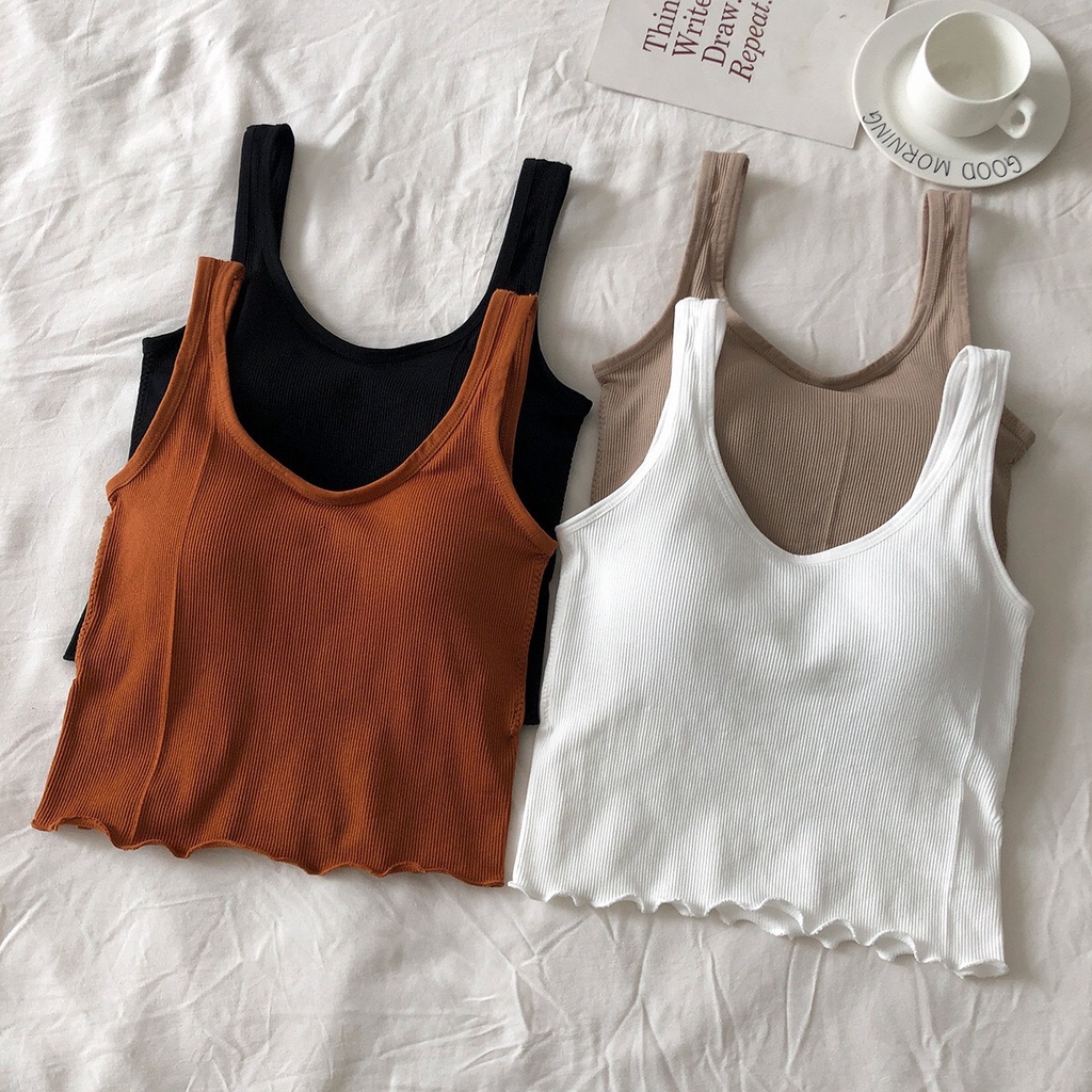 Nicebra Tanktop Bra Wanita With Cup Tank Top Square Korea Singlet Atasan Dalaman Import 1112