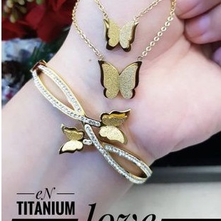 TiTanium set perhiasan gelang kalung L98