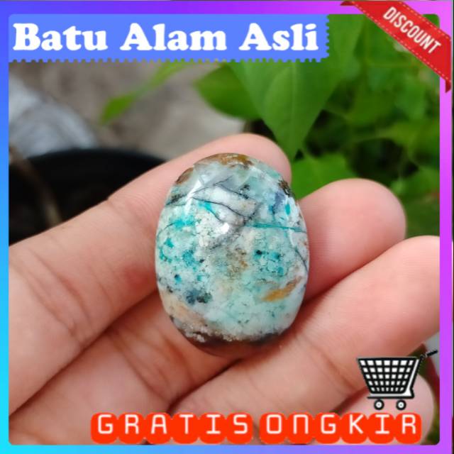 Batu asli pancawarna garut biru hijau putih antik asli natural batu cincin atau kalung