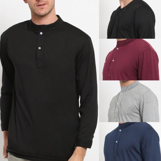 HAMSY baju koko lengan pendek koko polos kerah shanghai