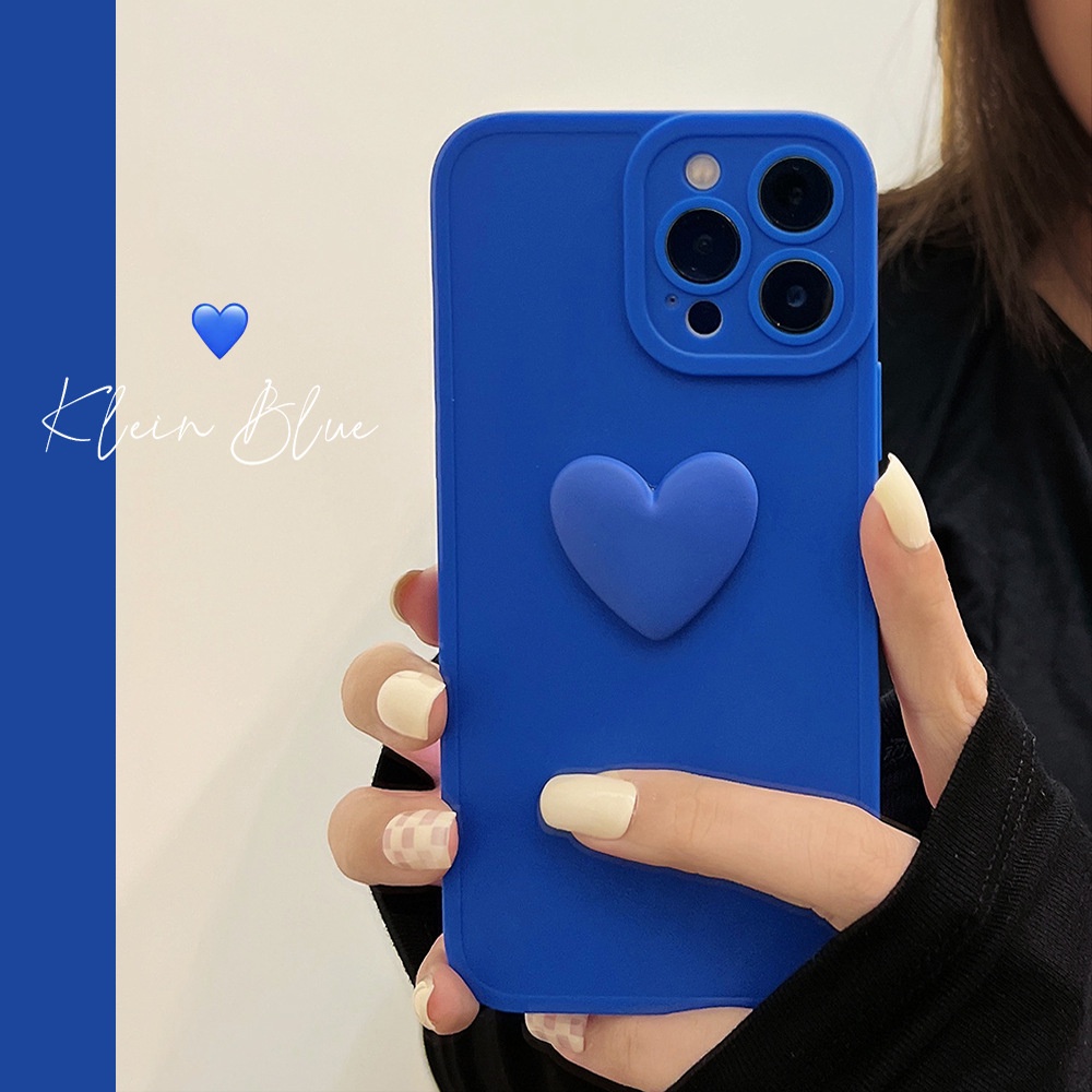 Soft Case Silikon Motif Klein Blue Heart 3D Untuk Iphone 7 8 PLUS X XR XS 11 12 13 MINI PRO MAX SE 2020