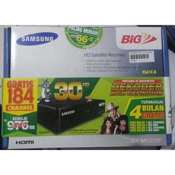 Promo RECEIVER DEKODER PARABOLA BIG TV SAMSUNG HD BEBAS BIAYA 12 BULAN Berkualitas