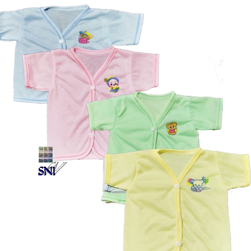 Baju bayi pendek bordir (1 lsn) 4 warna untuk usia ± 0- 6 bulan