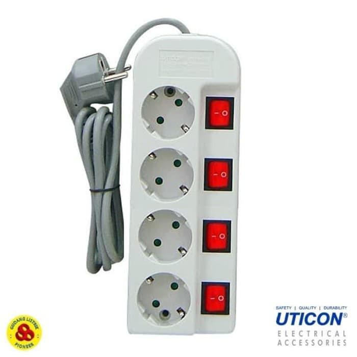 UTICON STOP KONTAK ARDE 4 LUBANG + SAKLAR TERSENDIRI + KABEL ST-1482SW