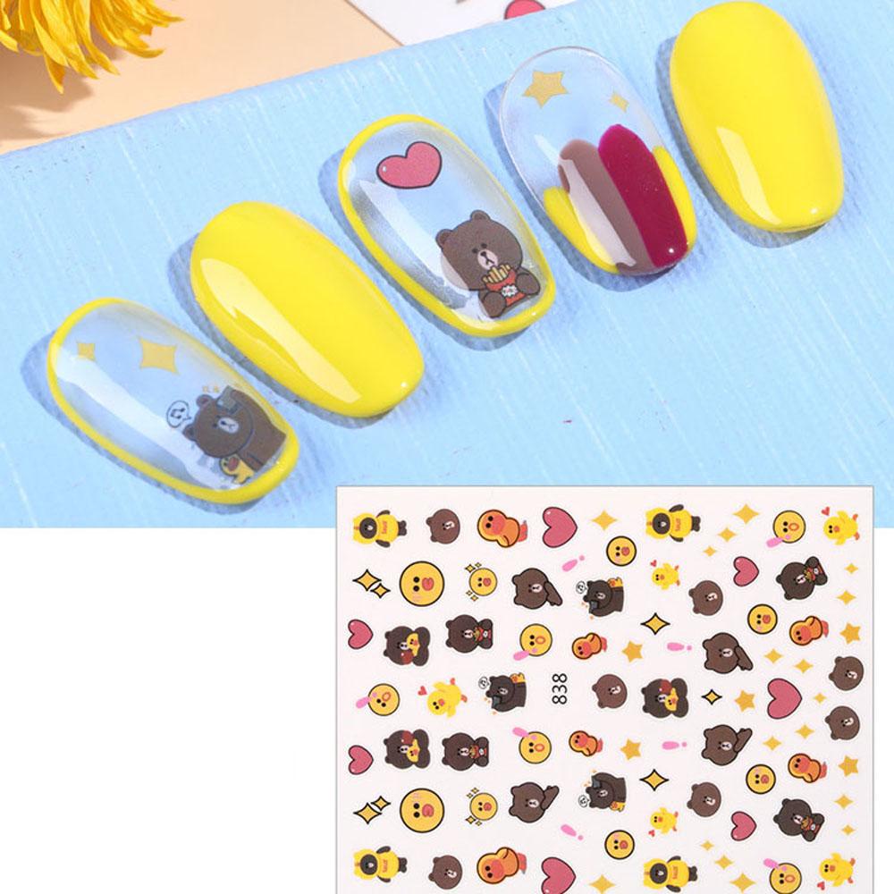 [Elegan] Stiker Kuku Wanita Kartun Bebek Kuning Kecil Strawberry Beruang Cakar Kucing DIY Nail Decals