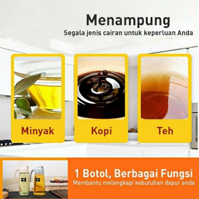 BOTOL MINYAK GORENG / BOTOL KACA TEMPAT MINYAK / SAUS / KECAP 630ml / BOTOL MINYAK GORENG ANTI TUMPAH