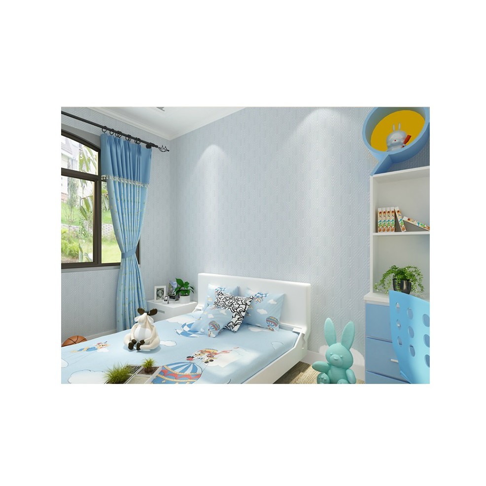 AKN88 - Wallpaper 3D Non Woven MOTIF Plain PinStripe 53cmx10m -BIRU 90005