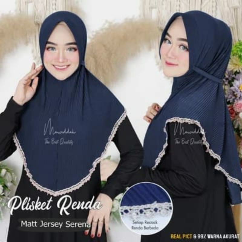 Jilbab instan/jilbab plisket motif renda/jilbab instan murah