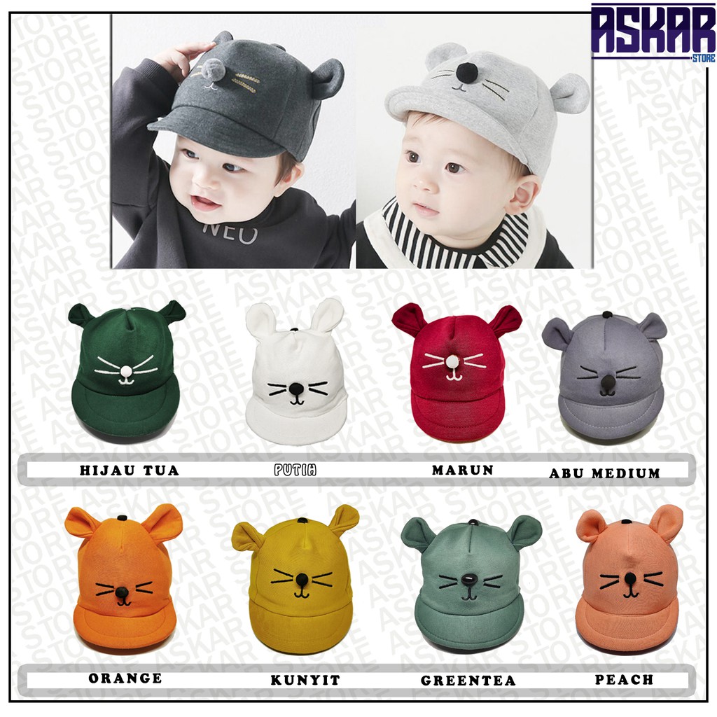 Topi bayi laki laki perempuan model karakter kucing newborn 0 6 Bulan cowok cewek