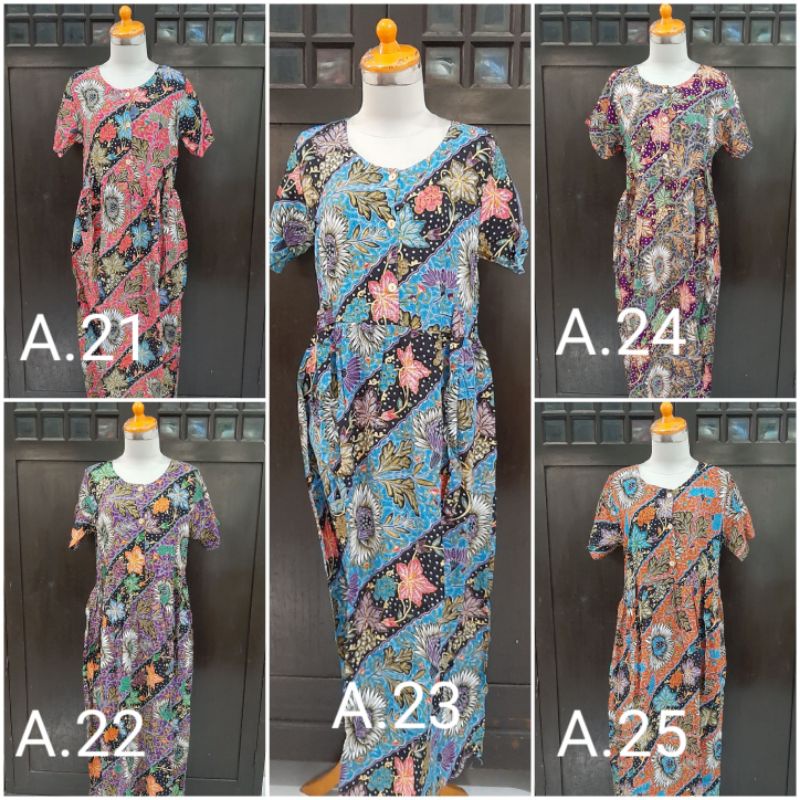Daster Panjang 47 /Longdress Kencana Ungu label biru lengan pendek bisa untuk busui 4 tali samping