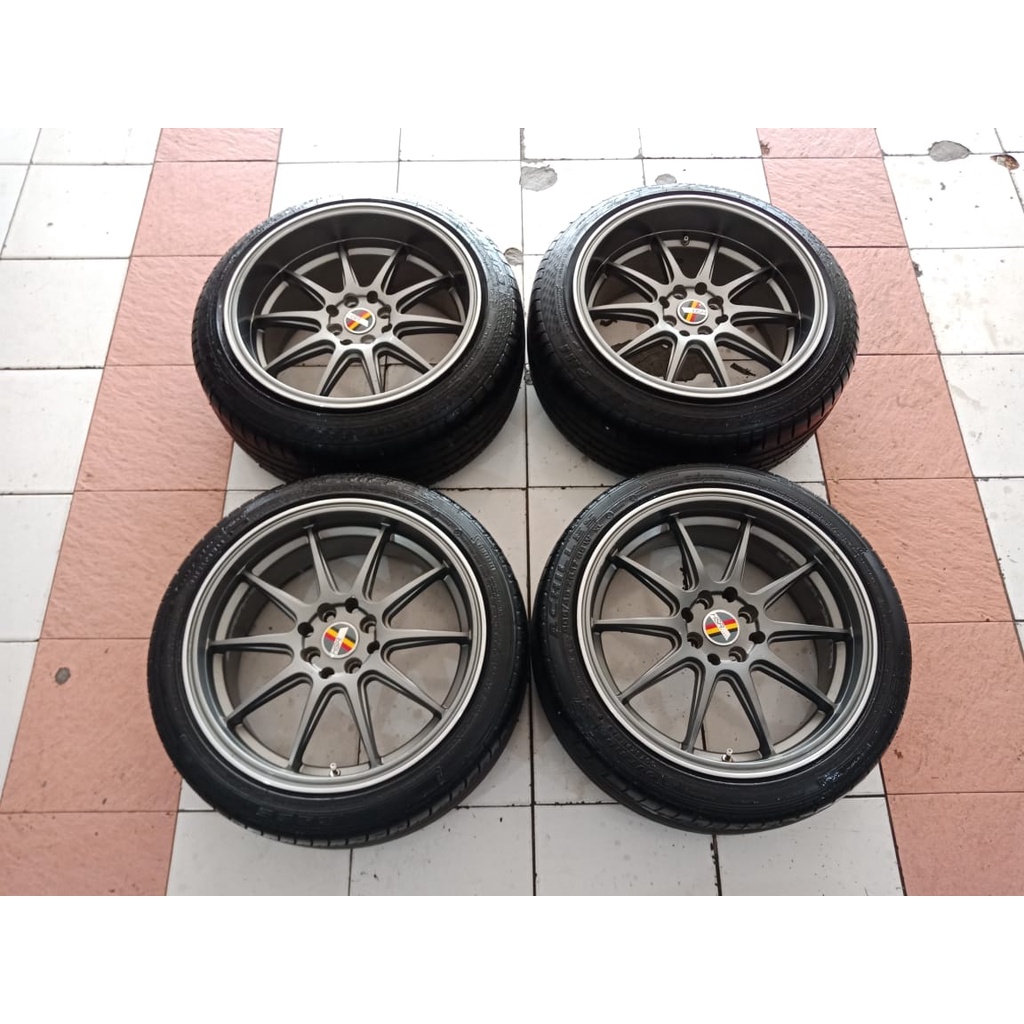 velg seken bekas racing ring 17x7,5 9 pcd 4x100 4x114 seken bekas plus ban celong