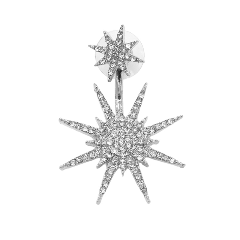 Anting Panjang Desain Bintang Snowflake Aksen Kristal Berlian Imitasi Warna Ungu Gaya Korea Untuk Wanita