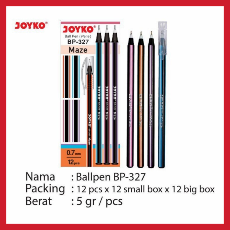 

BALLPEN PEN PULPEN JOYKO BP-327 MAZE 0,7 MM GROSIR ( 12 PCS )