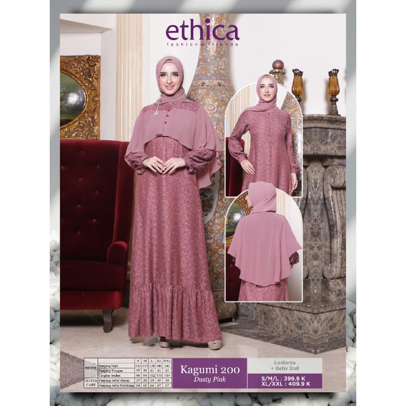 Gamis ETHICA KAGUMI 200 Biru, Dusty Pink || Ethica Seply || UPMORE BEKASI