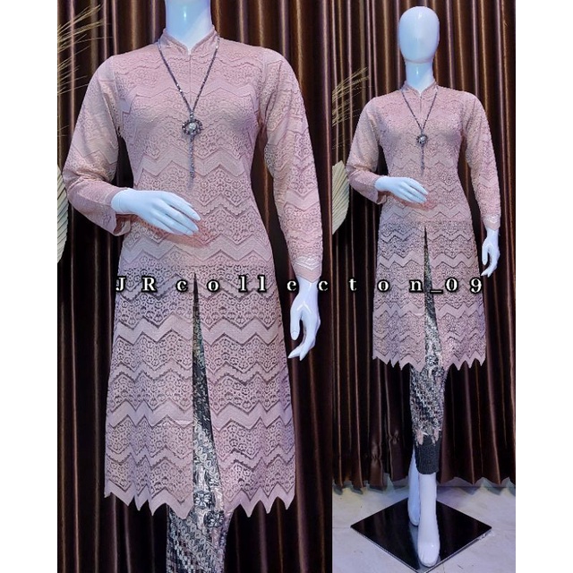 ( C O D ) Setelan Kebaya Tunik Brokat / Kebaya Retseting Depan BUSUI / Kebaya Modern / KEBAYA