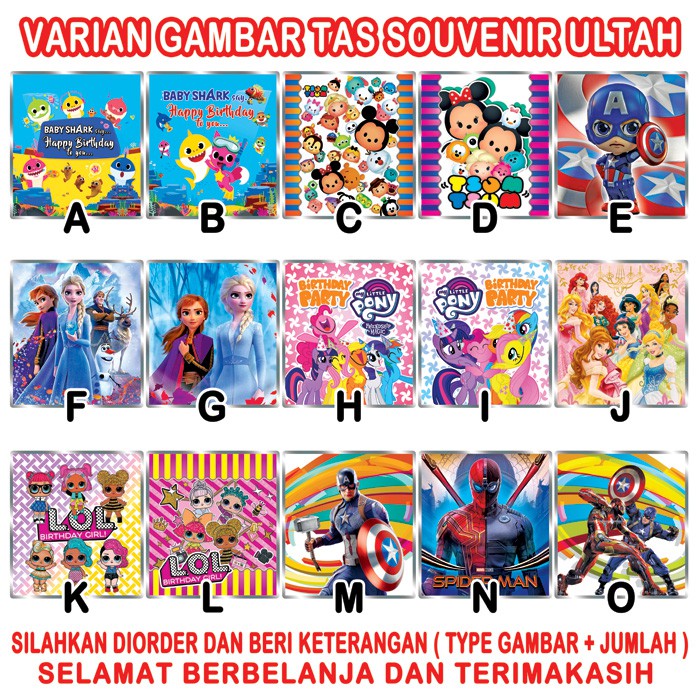 Tas Souvenir Ultah / Tas Ultah Karakter / Goodie Bag / Totebag-1